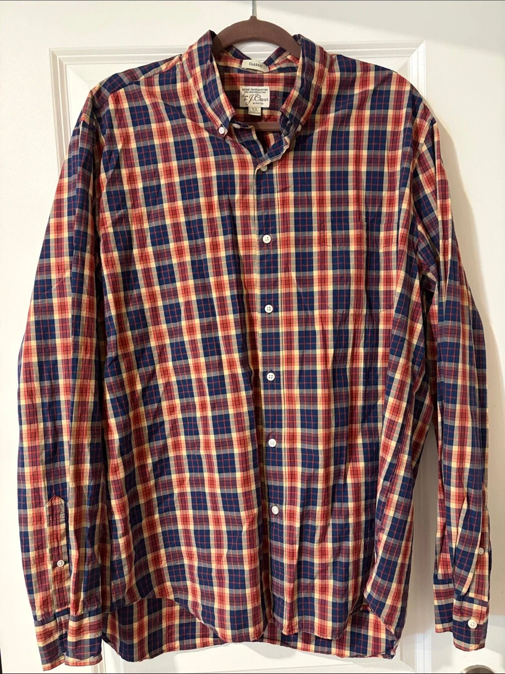J. Crew Men’s Plaid Button-Down Shirt in Navy, Red & Cream
